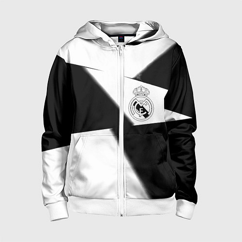 Детская толстовка на молнии Real Madrid geometry black / 3D-Белый – фото 1