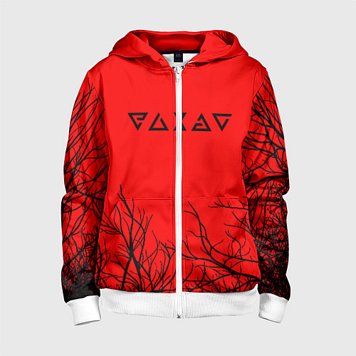 Детская толстовка на молнии Лого ведьмак деревья / 3D-Белый – фото 1