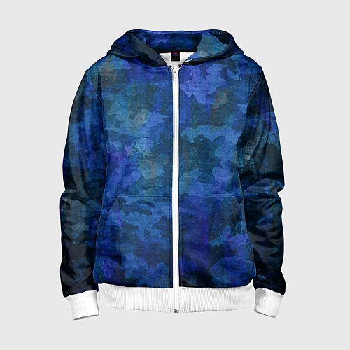 Детская толстовка на молнии Абстракция - blue uniform camouflage / 3D-Белый – фото 1