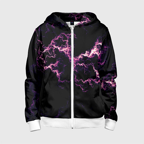 Детская толстовка на молнии Lightning pink glow / 3D-Белый – фото 1