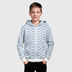 Толстовка на молнии детская Синий геометрический узор на белом фоне, цвет: 3D-белый — фото 2