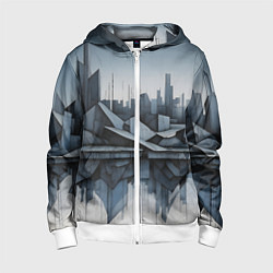 Толстовка на молнии детская Небоскребы и скалы, цвет: 3D-белый