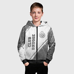 Толстовка на молнии детская Club Brugge - white gradient вертикально, цвет: 3D-черный — фото 2