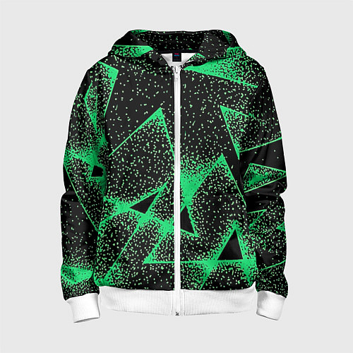 Детская толстовка на молнии A light green triangle with dots / 3D-Белый – фото 1