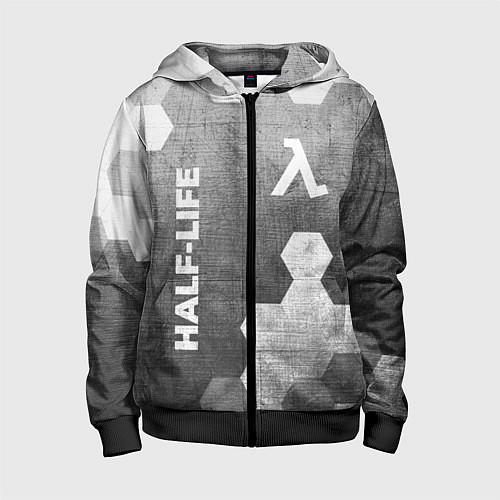 Детская толстовка на молнии Half-Life - grey gradient вертикально / 3D-Черный – фото 1