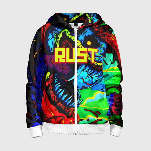 Детская толстовка на молнии Rust hyperbeast / 3D-Белый – фото 1