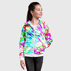 Толстовка на молнии детская Неоновые краски текстура неон, цвет: 3D-белый — фото 2
