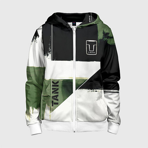 Детская толстовка на молнии Tank логотип машины / 3D-Белый – фото 1