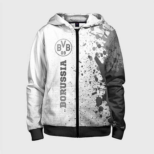 Детская толстовка на молнии Borussia - white gradient по-вертикали / 3D-Черный – фото 1
