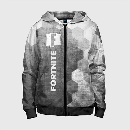 Детская толстовка на молнии Fortnite - grey gradient по-вертикали / 3D-Черный – фото 1