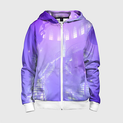 Детская толстовка на молнии Лавандовые прозрачные лестницы / 3D-Белый – фото 1