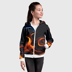 Толстовка на молнии детская The color is fire orange, цвет: 3D-белый — фото 2
