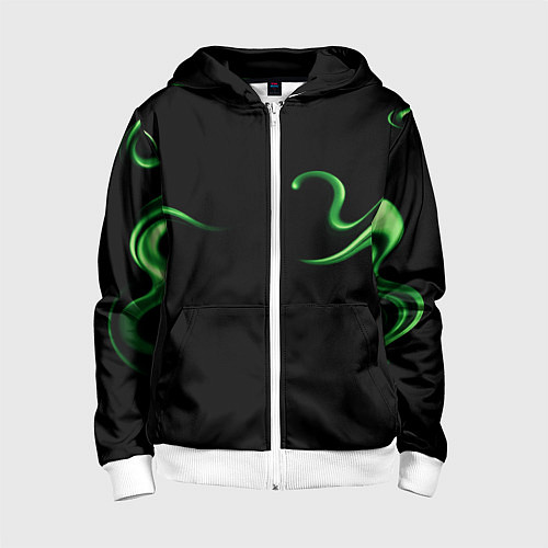 Детская толстовка на молнии The color is light green abstraction / 3D-Белый – фото 1