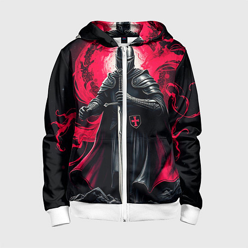 Детская толстовка на молнии Рыцарь-крестоносец ордена красной звезды / 3D-Белый – фото 1