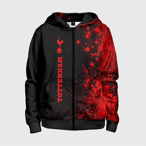 Детская толстовка на молнии Tottenham - red gradient по-вертикали / 3D-Черный – фото 1