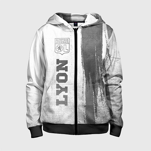 Детская толстовка на молнии Lyon - white gradient по-вертикали / 3D-Черный – фото 1