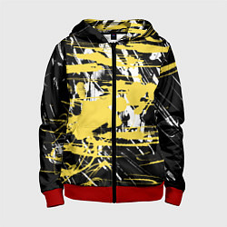 Толстовка на молнии детская Желтая краска на черном, цвет: 3D-красный