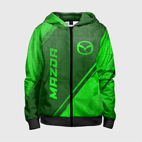 Детская толстовка на молнии Mazda - green gradient вертикально / 3D-Черный – фото 1