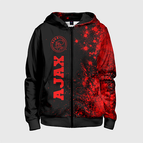 Детская толстовка на молнии Ajax - red gradient по-вертикали / 3D-Черный – фото 1