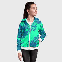 Толстовка на молнии детская Сине-зелёный абстракция краски, цвет: 3D-белый — фото 2