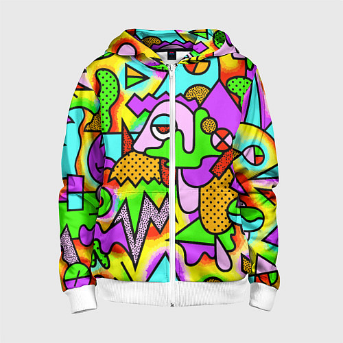 Детская толстовка на молнии Абстрактный цветной паттерн / 3D-Белый – фото 1