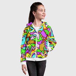 Толстовка на молнии детская Абстрактный цветной паттерн, цвет: 3D-белый — фото 2