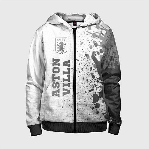 Детская толстовка на молнии Aston Villa - white gradient по-вертикали / 3D-Черный – фото 1