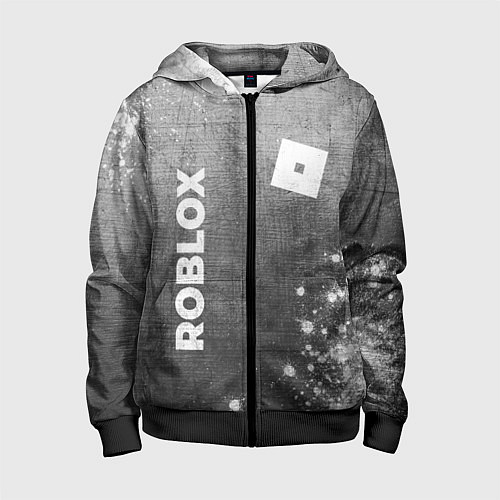 Детская толстовка на молнии Roblox - grey gradient вертикально / 3D-Черный – фото 1