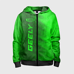 Толстовка на молнии детская Geely - green gradient по-вертикали, цвет: 3D-черный