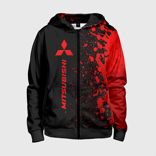 Детская толстовка на молнии Mitsubishi - red gradient по-вертикали / 3D-Черный – фото 1