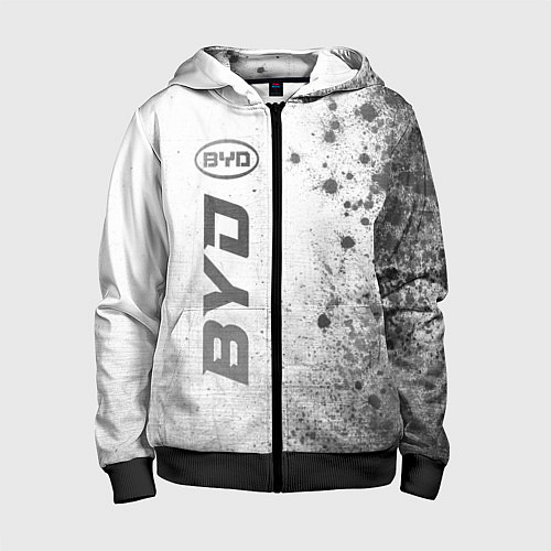 Детская толстовка на молнии BYD - white gradient по-вертикали / 3D-Черный – фото 1