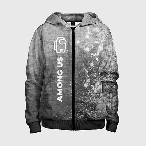 Детская толстовка на молнии Among Us - grey gradient по-вертикали / 3D-Черный – фото 1