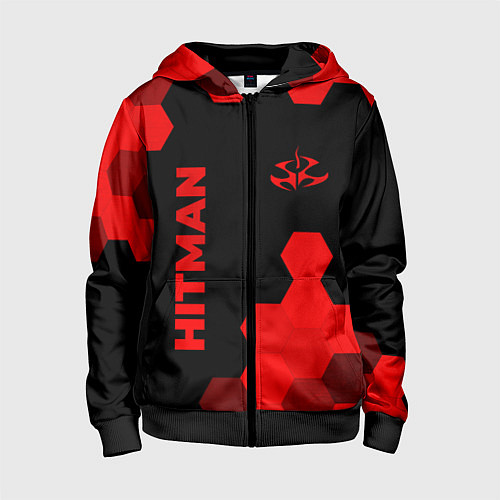 Детская толстовка на молнии Hitman - red gradient вертикально / 3D-Черный – фото 1