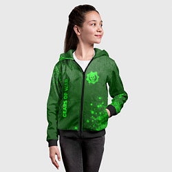 Толстовка на молнии детская Gears of War - green gradient вертикально, цвет: 3D-черный — фото 2