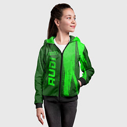 Толстовка на молнии детская Audi - green gradient по-вертикали, цвет: 3D-черный — фото 2
