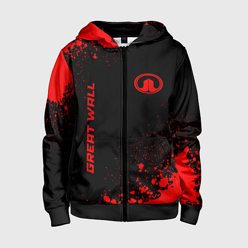 Детская толстовка на молнии Great Wall - red gradient вертикально / 3D-Черный – фото 1