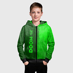 Толстовка на молнии детская Doom - green gradient по-вертикали, цвет: 3D-черный — фото 2