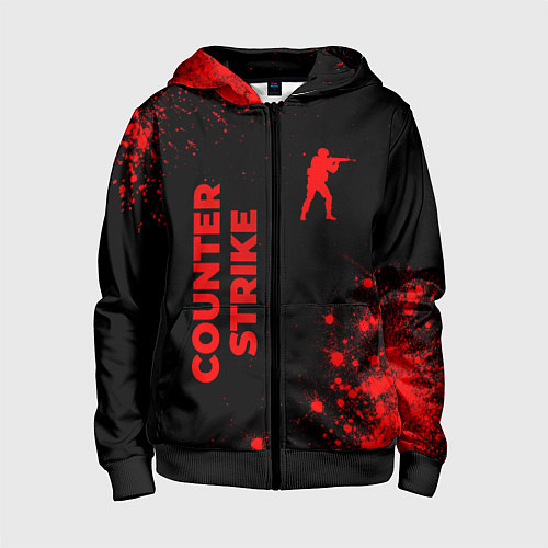 Детская толстовка на молнии Counter Strike - red gradient вертикально / 3D-Черный – фото 1