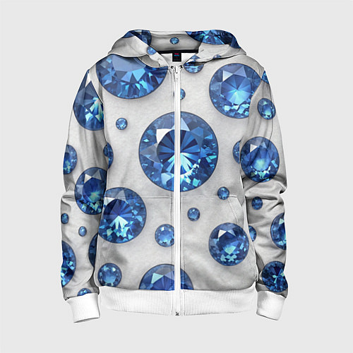 Детская толстовка на молнии Россыпь сапфиров / 3D-Белый – фото 1