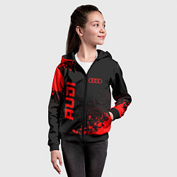 Толстовка на молнии детская Audi - red gradient вертикально, цвет: 3D-черный — фото 2