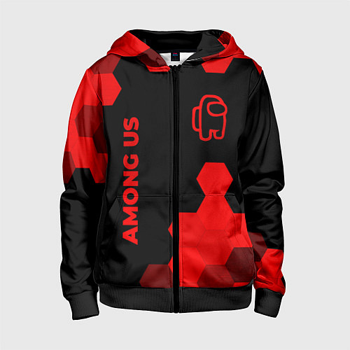 Детская толстовка на молнии Among Us - red gradient вертикально / 3D-Черный – фото 1