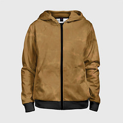 Детская толстовка на молнии Светлый оливково-коричневый однотонный текстурный