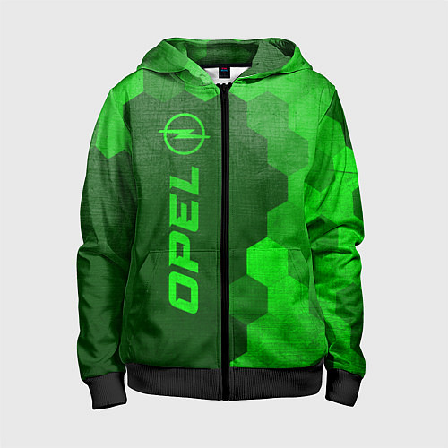 Детская толстовка на молнии Opel - green gradient по-вертикали / 3D-Черный – фото 1
