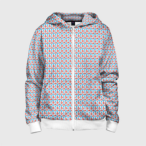 Детская толстовка на молнии Красно-синие фигуры на белом фоне / 3D-Белый – фото 1