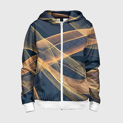 Детская толстовка на молнии Световые волны / 3D-Белый – фото 1