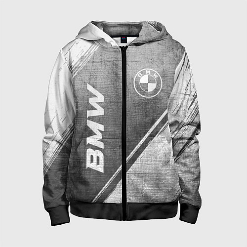 Детская толстовка на молнии BMW - grey gradient вертикально / 3D-Черный – фото 1