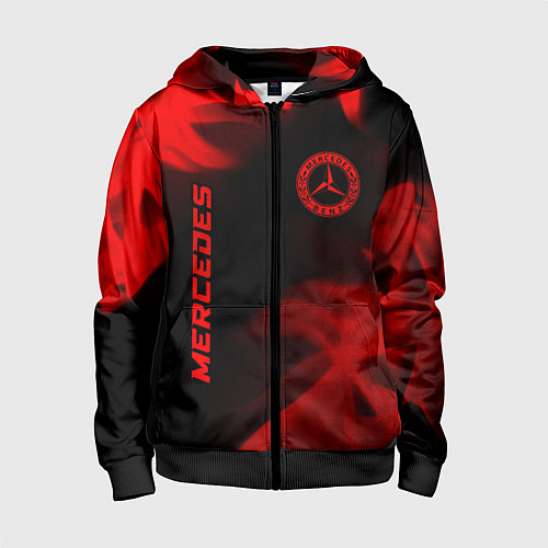 Детская толстовка на молнии Mercedes - red gradient вертикально / 3D-Черный – фото 1