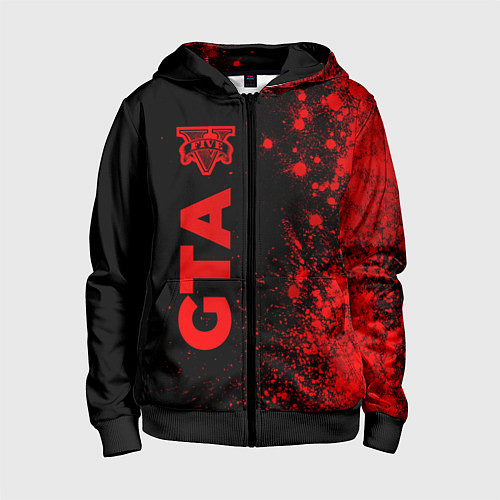 Детская толстовка на молнии GTA - red gradient по-вертикали / 3D-Черный – фото 1