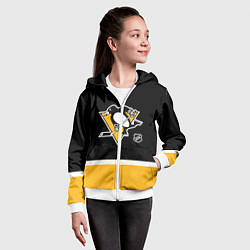 Толстовка на молнии детская Питтсбург Пингвинз хоккей, цвет: 3D-белый — фото 2