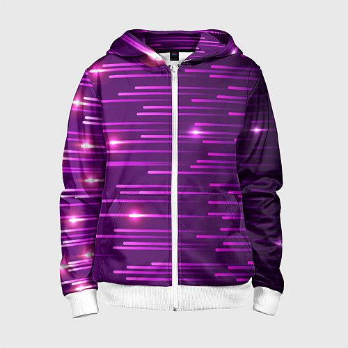 Детская толстовка на молнии Цветные светящиеся полосы / 3D-Белый – фото 1